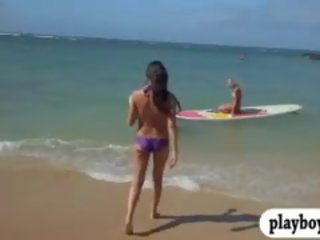 Naked Badass Babes Enjoyed Water Surfing With The Real Pro