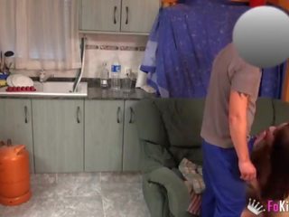Another delivery guy filmed while fucking oiled spanish beauty