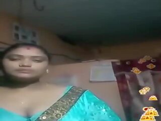 Tamil india gunging éndah wadon blue silky blouse live, bayan video 02