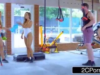 Big Tit Chicks Fuck Fitness Instructor in a Gym - Abigail Mac, Nicole Aniston
