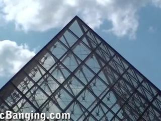 Hot public sex threesome in Louvre Paris in broad daylight Part 2