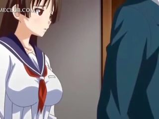 Anime mädchen im uniform treib groß schwanz
