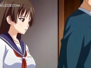 Anime girl blowing large cock
