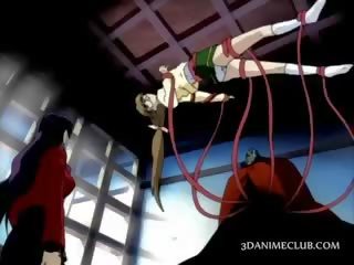 Dospívající anime dívka se stává a pohlaví otrok wrapped v tentacles